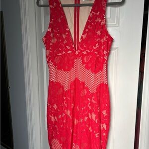 Ark & Co Vibrant Red Lace Dress